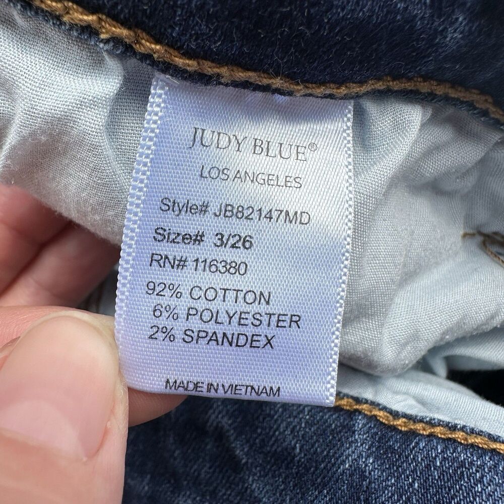 Judy Blue Jeans Womens 3 (26) Blue Skinny Fit Mid Rise Stretch Distressed Denim - Picture 8 of 16